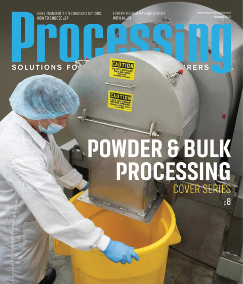 Industrial powder processing equipment with worker in manufacturing facility - bulk material handling